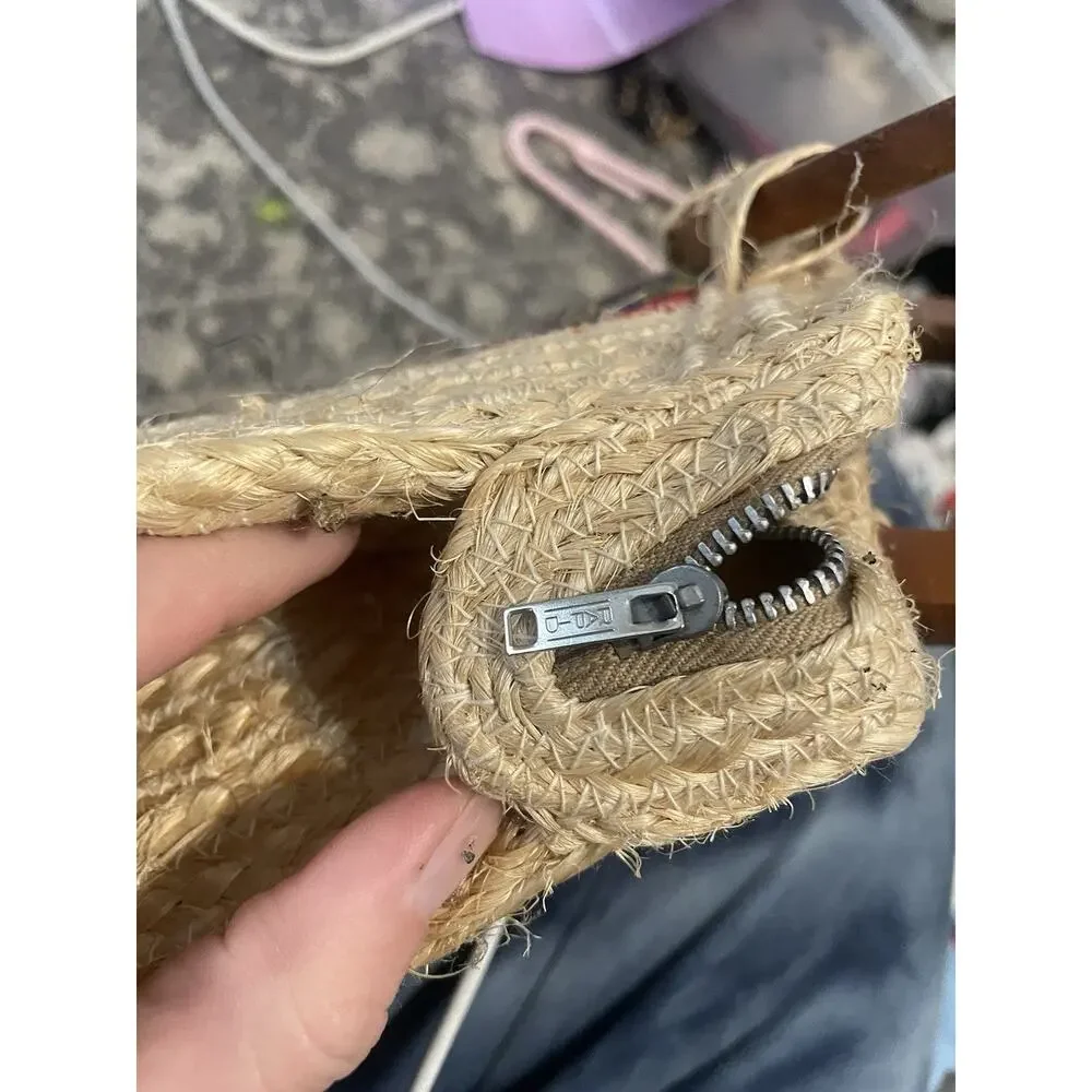 STRIPED STRAW‎ WOVEN SATCHEL TOTE HANDMADE HANDBAG MULTICOLOR Handmade